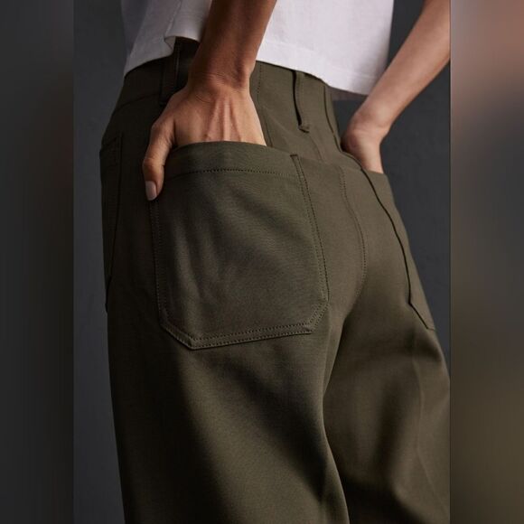 Anthropologie Mauve The Colette Cropped Wide-Leg Ponte Pants In Dried Fern Sz 27 - Picture 3 of 10